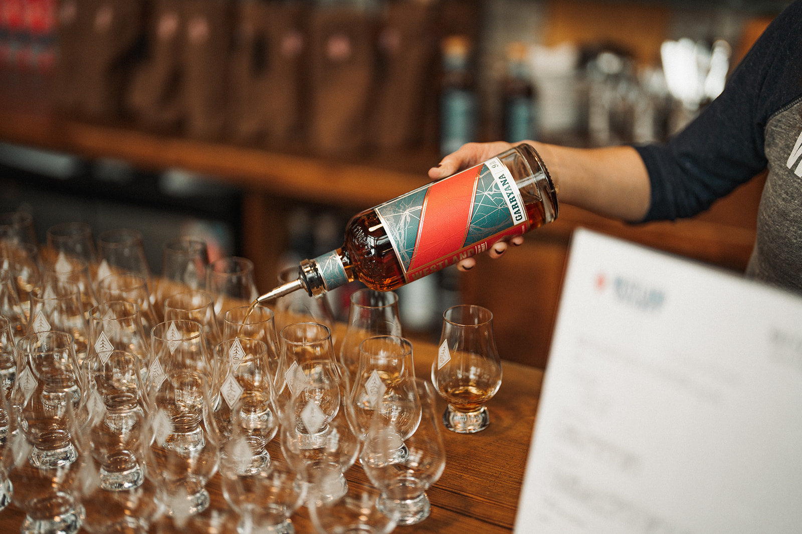 A bottle pouring in glasses